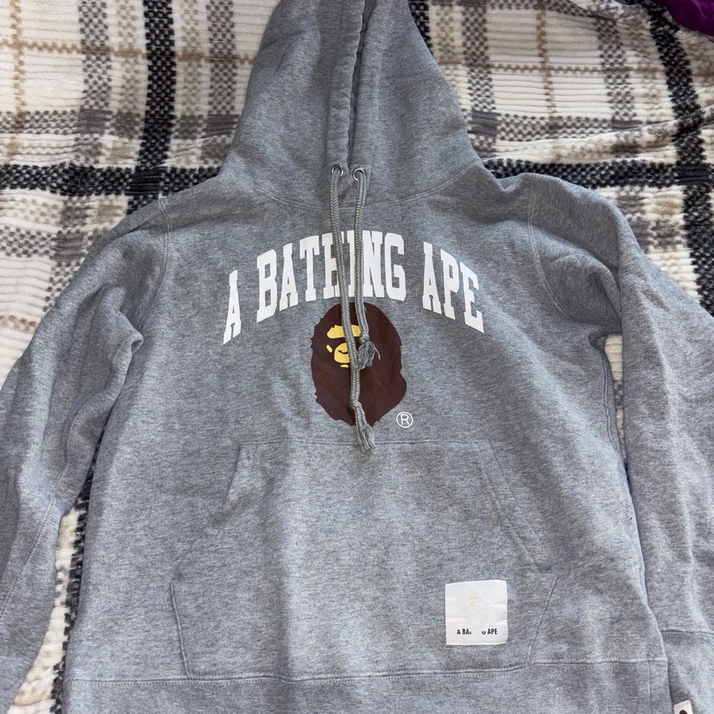 Bape Gray Hoodie with Brown Ape Logo